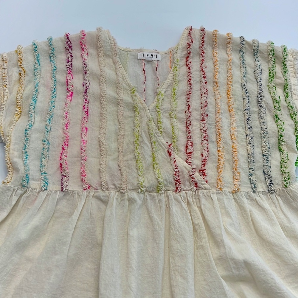 THML Cream Peplum Top with Multicolor Stripes - Picture 8 of 15